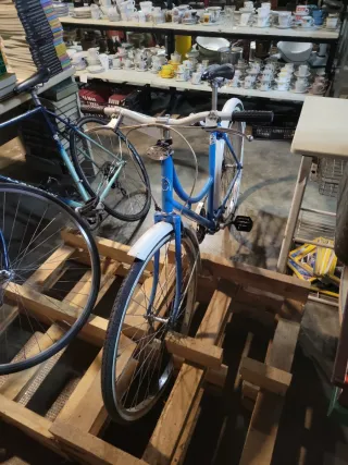 Bicicleta Clásica Azul y Blanca
