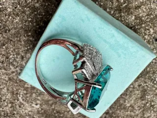 Anello Argento 925 Pietra Grande Blu