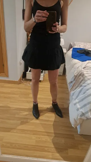 Falda Mango Negra Volante Talla S