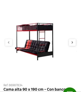 Cama alta 90x190cm con futón convertible