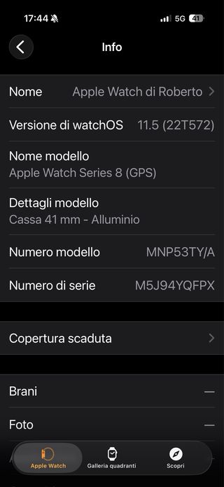 Apple Watch SE 8 41mm Grigio/Argento
