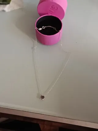 Preciosa Gargantilla Tous Plata Corazón Lila Osito