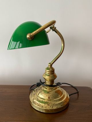 Lámpara Escritorio Vintage Verde y Dorado