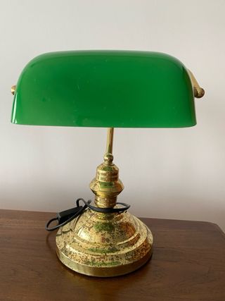 Lámpara Escritorio Vintage Verde y Dorado
