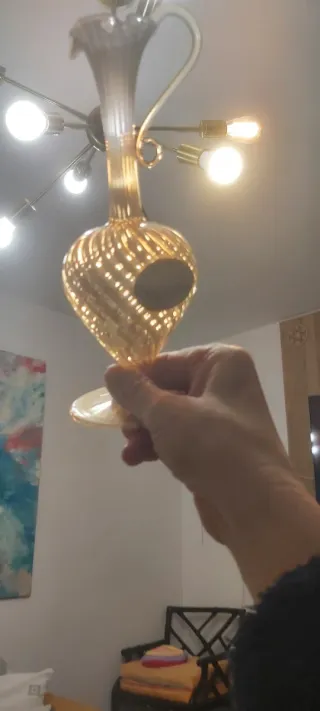 Coppia di antichi vasi in vetro veneziano 21,5 cm