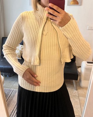 Jersey Mango Beige Cremallera Cuello Alto