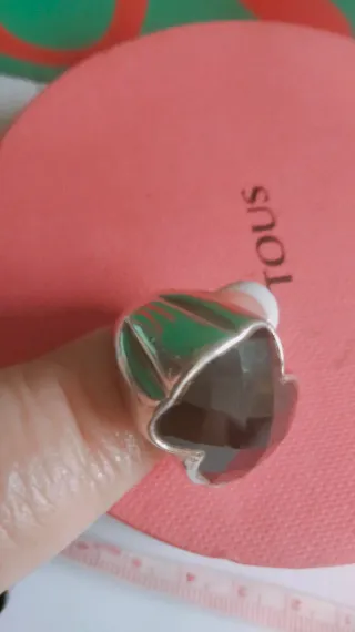 Anillo Tous Onix Facetado Plata