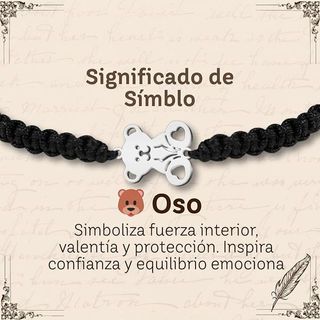 Pulsera Oso de Hilo Negro - Fortaleza y Confianza