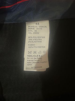 Traje Chacal juvenil talla 48 azul