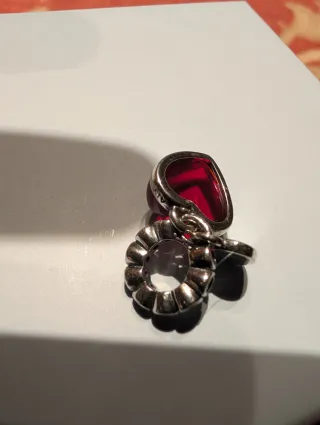 Charm  Pandora Corazón Rojo y Plata