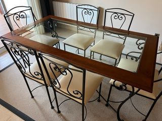 Mesa Comedor Hierro/Madera + 6 Sillas