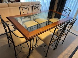 Mesa Comedor Hierro/Madera + 6 Sillas
