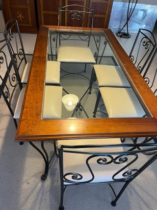 Mesa Comedor Hierro/Madera + 6 Sillas