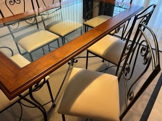 Mesa Comedor Hierro/Madera + 6 Sillas
