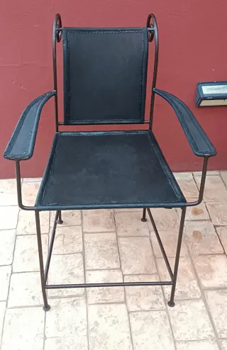 2 Sillones Vintage artesanales de Hierro y Piel,