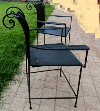 2 Sillones Vintage artesanales de Hierro y Piel,