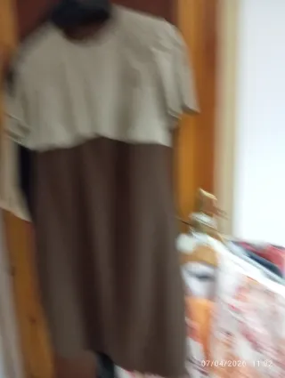 Conjunto Vestido y Abrigo Beige/Marrón