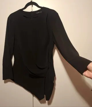Zara Top Negro Asimétrico Crepé