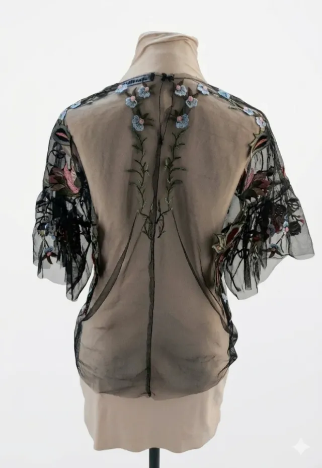 Top Tul Bordado Floral Zara Woman