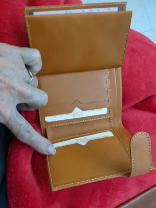 Cartera Piel Ubrique Marrón claro cosida a mano