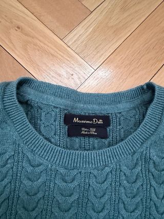 Jersey Massimo Dutti Trenzado Verde Talla M