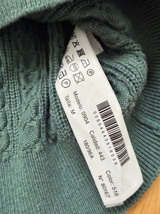 Jersey Massimo Dutti Trenzado Verde Talla M