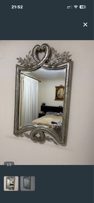 Espejo Plateado Decorativo