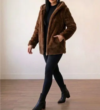 Abrigo de pelo marrón Mango