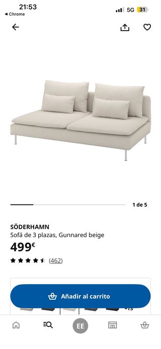 Sofá IKEA SÖDERHAMN 3 plazas Gunnared beige
