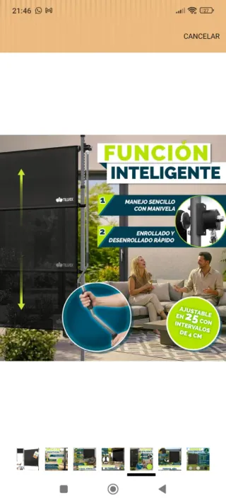 Toldo vertical TILLVEX sin tornillos 100*310