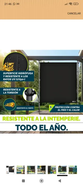 Toldo vertical TILLVEX sin tornillos 100*310