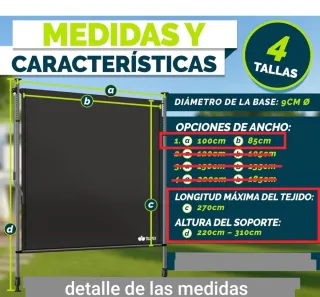 Toldo vertical TILLVEX sin tornillos 100*310