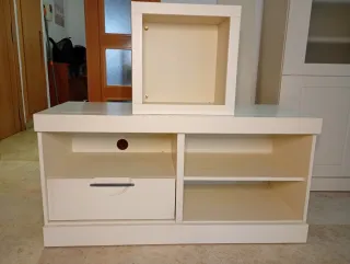 Mueble de salón completo beige, blanco