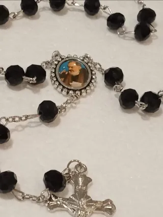 Padre Pio, Rosario de Cristal con Caja.
