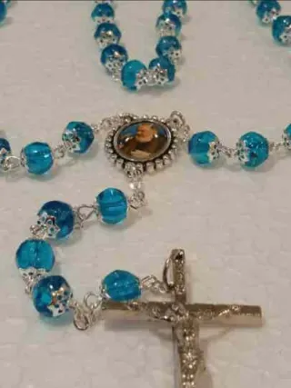 Padre Pio, Rosario de Cristal con Caja.