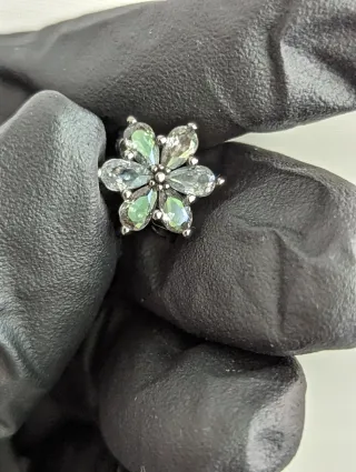 Charm Pandora Flor Herbario Brillante 3D.