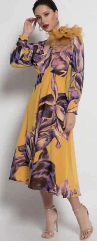 Vestido Nuribel Ceremonia Estampado Floral