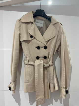 Gabardina corta Zara Beige Talla M