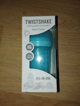 Biberón Twistshake Anti-Colic 6oz/180ml Azul y gri