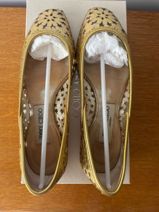 Bailarinas Jimmy Choo Doradas Piel