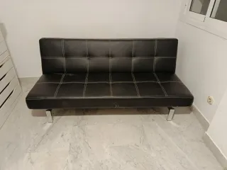 Sofá Cama Negro Piel Sintética