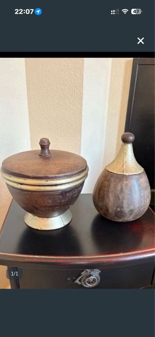 2 Bomboneras de Madera y Metal