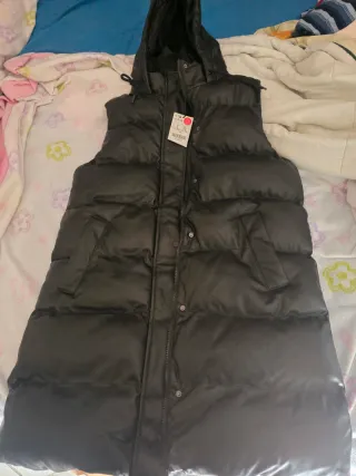 Chaleco largo acolchado negro Talla L