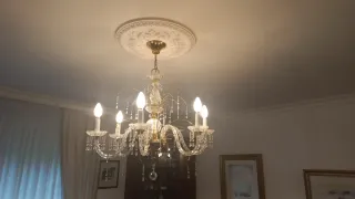 Lámpara Techo Cristal Dorada 6 Brazos