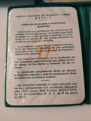 5 CARTERAS FNMT MONEDAS 1975 *77