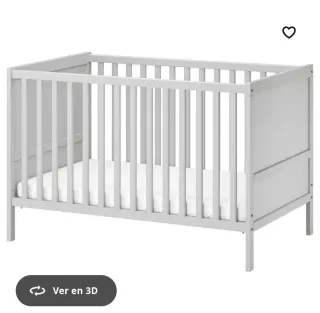 Cuna de bebé gris Ikea modelo SUNDVIC