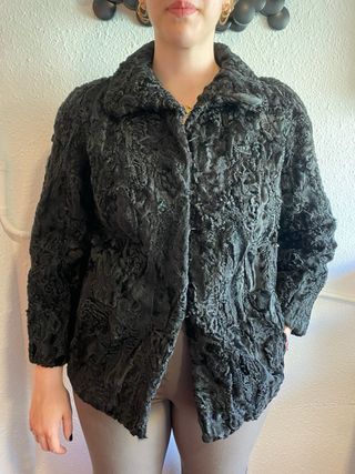 Abrigo Piel Astracán Negro Domínguez