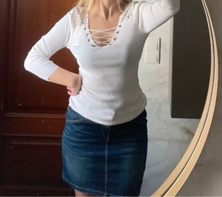 Morgan Camiseta Manga Larga Encaje Talla M