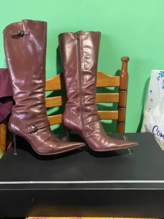 Botas de cuero altas tacón Lea Foscati