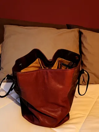 Bolso Piel Gloria Ortiz Marrón y burdeos